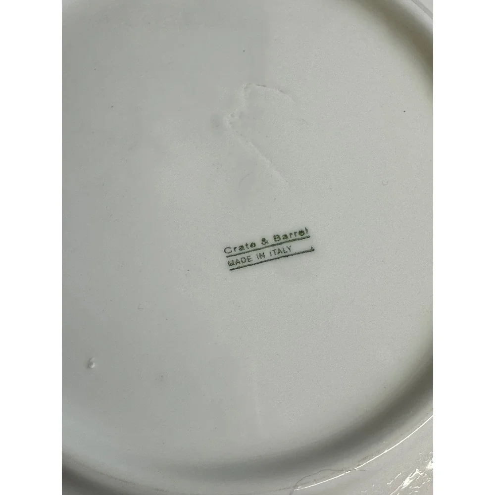 Crate & Barrel Italy Berry Botanical Dinner Plates Set of 2 White Ceramic 10.75